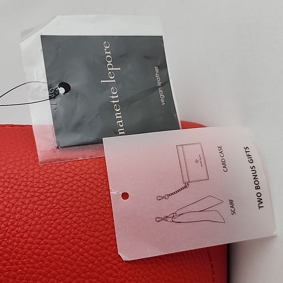 NWT Nanette Lepore Scarlet Farah Red Pebble Triple Crossbody Bag Vegan Leather - Picture 8 of 16